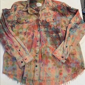 A Rare Bird Smell Distressed Flannel Button Up Shirt Size Medium